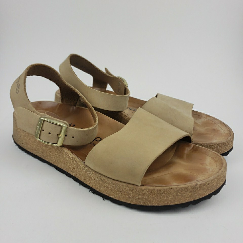 Papillio by Birkenstock Glenda Leather Wedge Sandal Sandcastle EU 41
