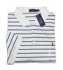 Polo Ralph Lauren Big  Tall Men's White/Navy Stripe Interlock Polo Shirt