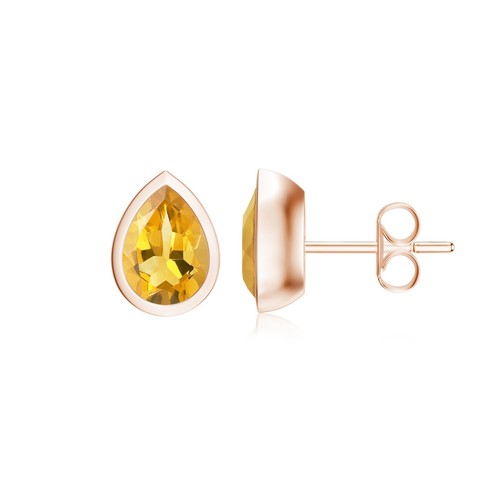 Pear Cut Natural Gemstone Stud Earring For Women Gift | Bezel Set in 14k Gold - Picture 56 of 121