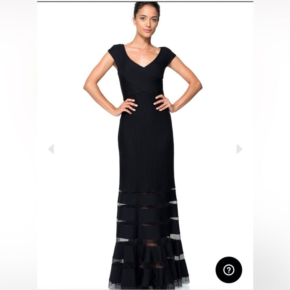 TADASHI SHOJI Pintuck Jersey Sheet Mesh Black Evening Gown Dress Size Small  | eBay