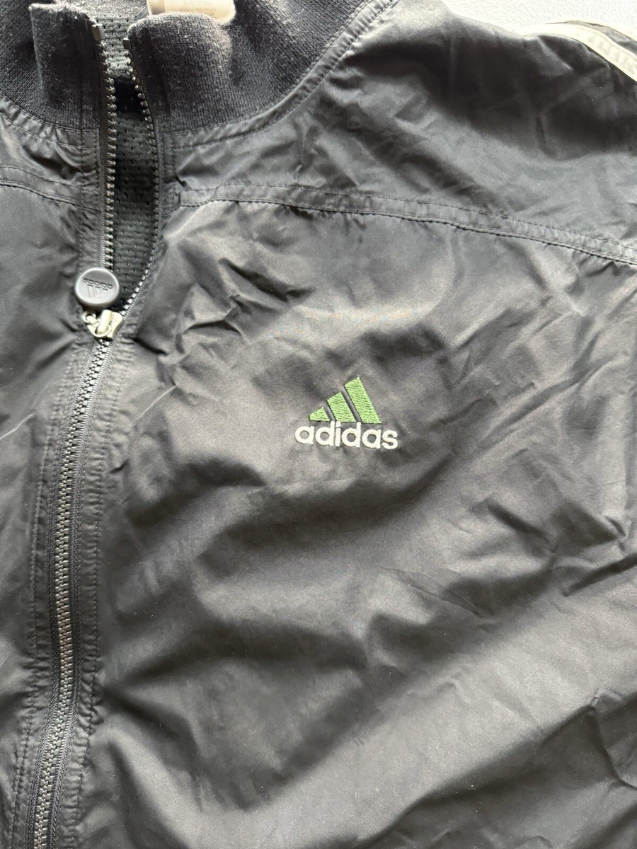 Vintage Adidas Windbreaker Track Jacket Men's XL Green 3 Stripes