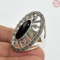 Solid 925 Sterling Silver Black Onyx Designer Ring Jewelry Us 6 Af302 Solid 925 Sterling Silver Black Onyx Designer Ring Jewelry Us 6 Af302