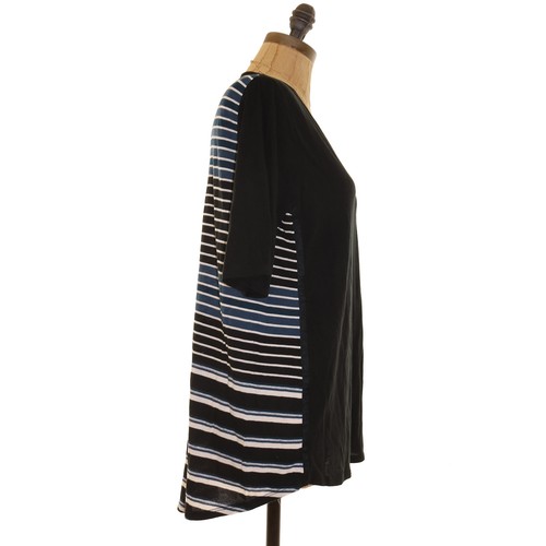 Vince Nordstrom Melange Knit Top Size M Short Sleeve Black Striped Relaxed B88 - Picture 2 of 4