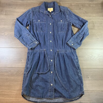 Vintage Levi s Denim Blue Long Sleeve Shirt Dress w/ Pockets Cotton Size Large