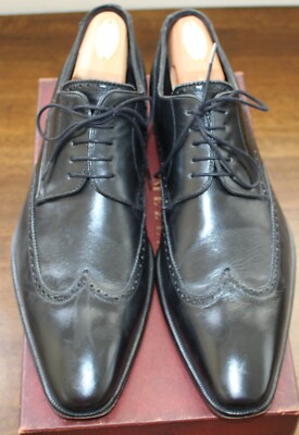 Mezlan black leather wingtip men\'s shoes Vintage Mezlan Black White Leather Wingtip Spectators Mens  main image 4