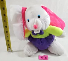 Stuffins Nylon Stuffed Plush Puffalump Style Bunny Rabbit Purple Pants Yellow