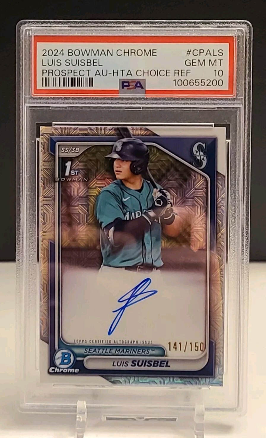 2024 Bowman Chrome Luis Suisbel HTA Choice Ref. Auto /150 PSA 10 #CPA-LS RC