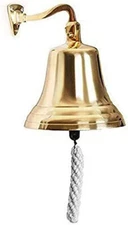 Solid Brass Ship Bell 6" Wall Hanging Bracket Pub School Dinner Maritime Decor