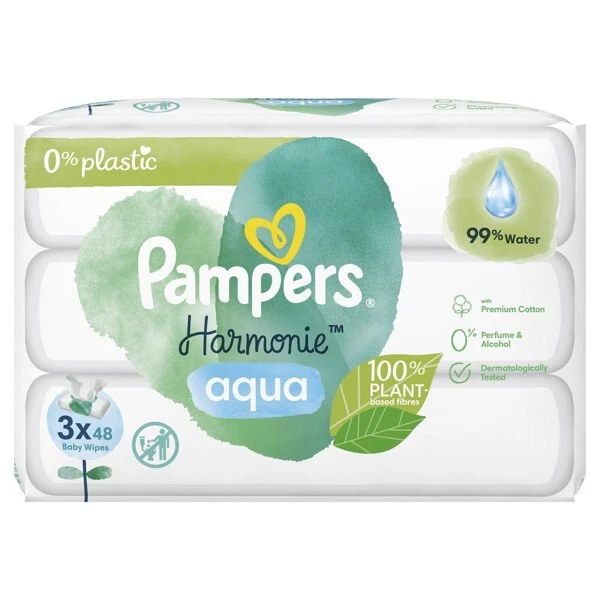 PAMPERS HARMONIE Baby Wipes Disposable 3x48 Pcs. Premium Cotton 0% Plastic
Opens in a new window or