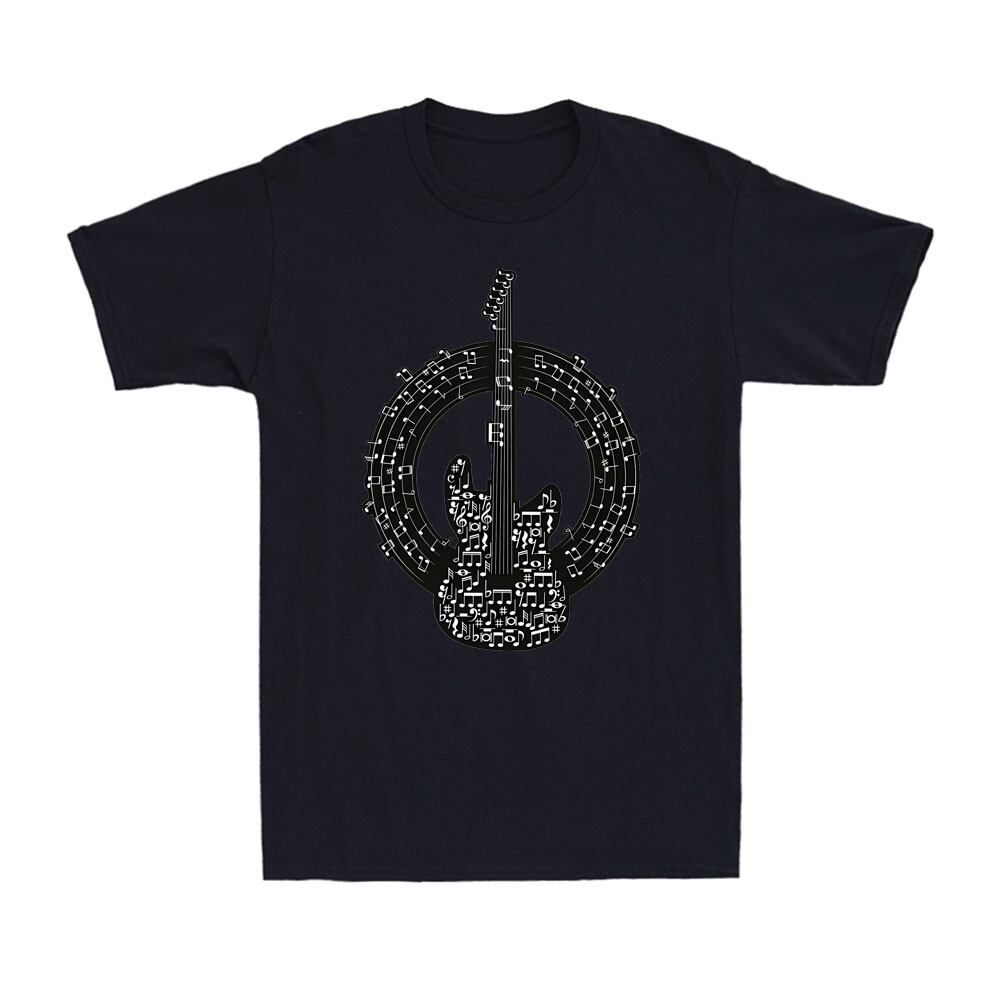 Guitar Notes Electric Guitarist Player Rock Musician Men's Cotton T-Shirt