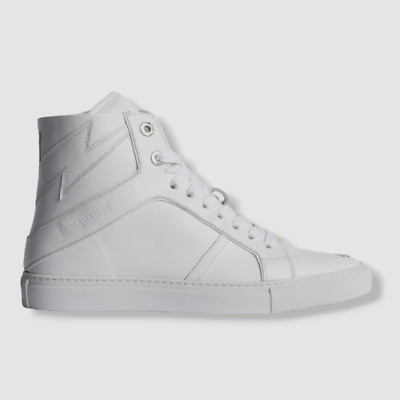$398 Zadig & Voltaire Women's White Flash Leather High-Top Sneaker Shoe Size 37
