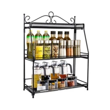 Spice Rack Organizer Iron Large Kitchen Spice Holder Storage Shelf Stand 3-Tier