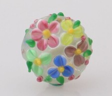 10pcs handmade Lampwork glass Oblate beads 12 20mm colorful flower