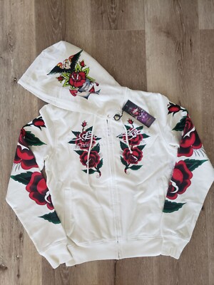 Ed Hardy by Christian Audigier Women Vintage Hoodie Twin Roses