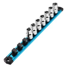 WORKPRO 1/2" Dr Magnetic Socket Organizer Heavy Duty Aluminum Alloy Socket Rails