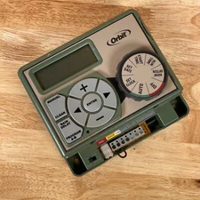 Orbit 57874 Green Easy Dial LCD Auto-Off 4-Station Adjustable Sprinkler Timer