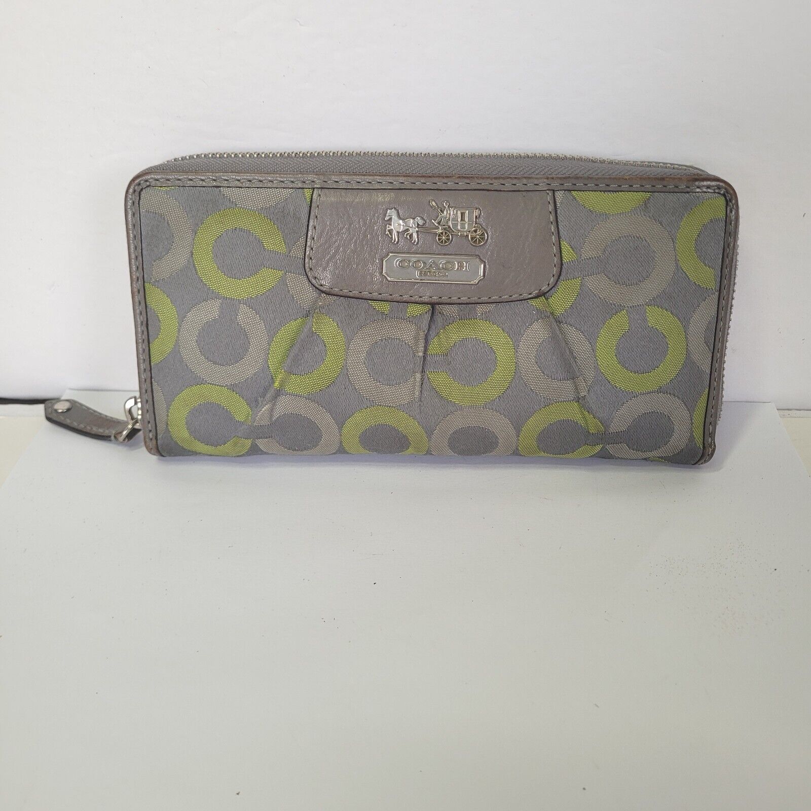 Coach Wallet Madison Op Art Gray Green Large Cont… - image 1