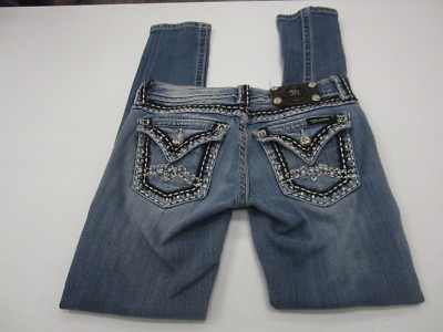 Jeans Miss Me Skinny Bleu - Taille 25x31 - Brodé Et Décoré, Très Bon état Occasion