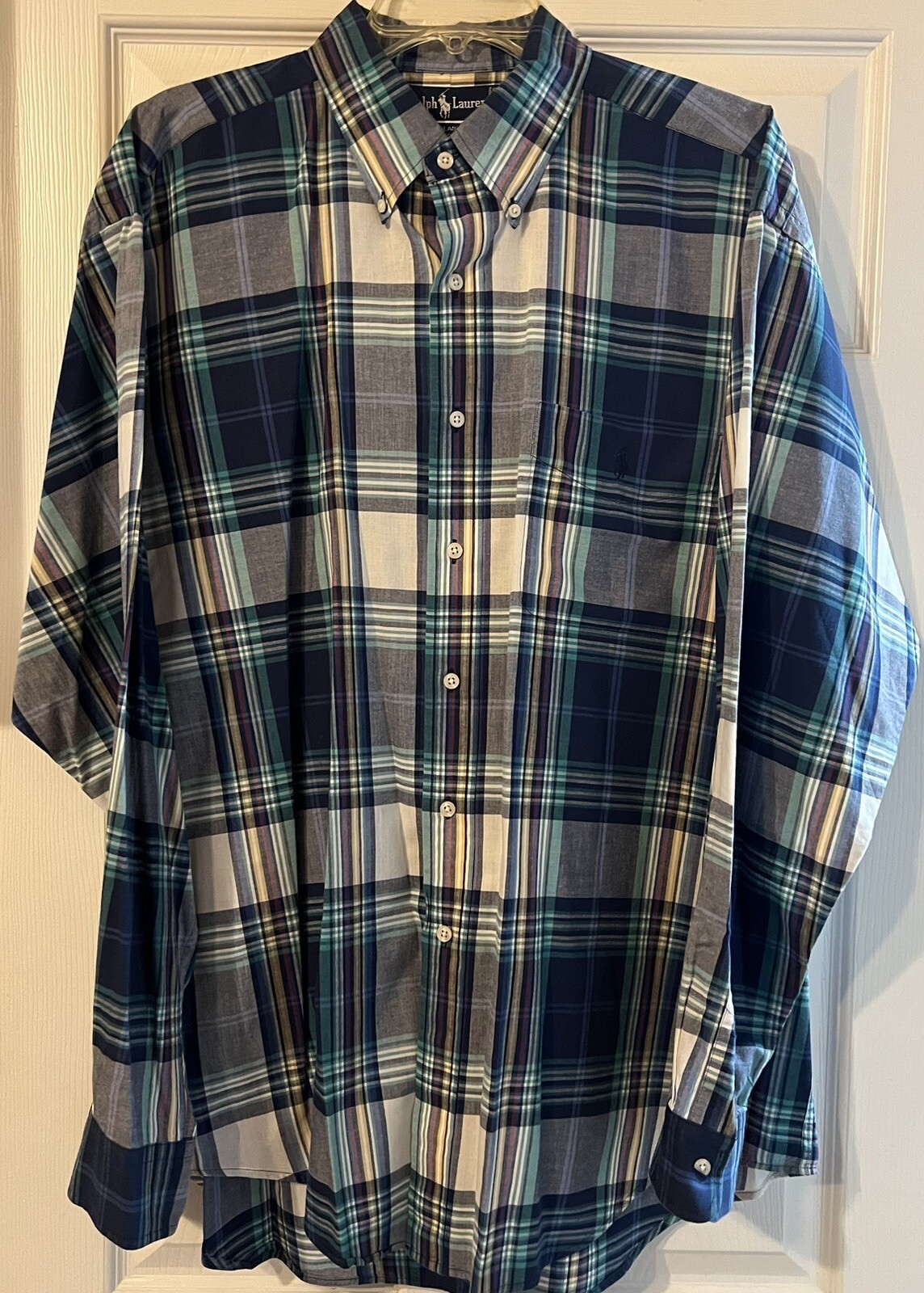 Ralph Lauren BLAIRE long sleeve button down shirt, men's size L cotton Khaki type Vintage Second Hand main image 1