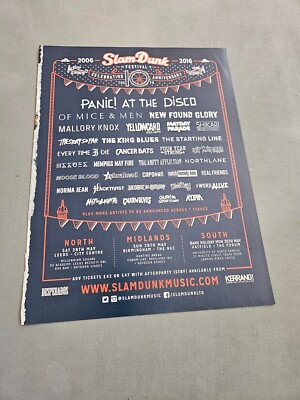 TPEEP117 MAGAZINE ADVERT 11X8'' SLAM DUNK FESTIVAL 2016 - NEW FOUND GLORY, ROAM 