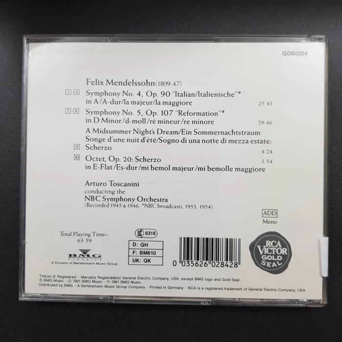 ARTURO TOSCANINI Collection 17 - Mendelssohn Symphonies EX/EX(CD) - Bild 4 von 4