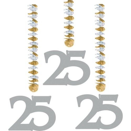 25TH SILVER WEDDING ANNIVERSARY PARTY DECORATIONS - PARTYWARE COMPLETE SELECTION - Picture 12 of 19