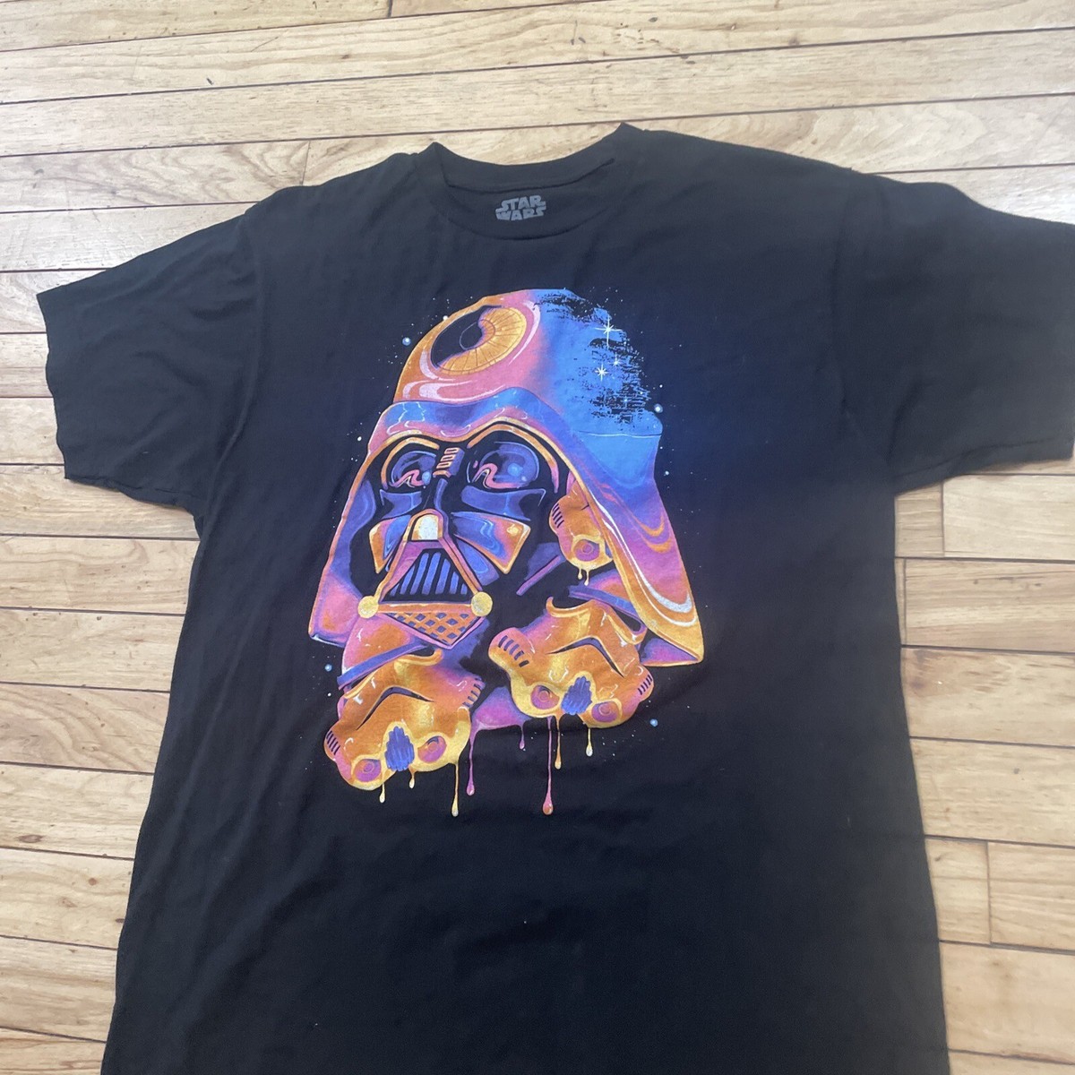 Fifth Sun STAR WARS Shirt Men L Darth Vader Death Star Liquid Drip