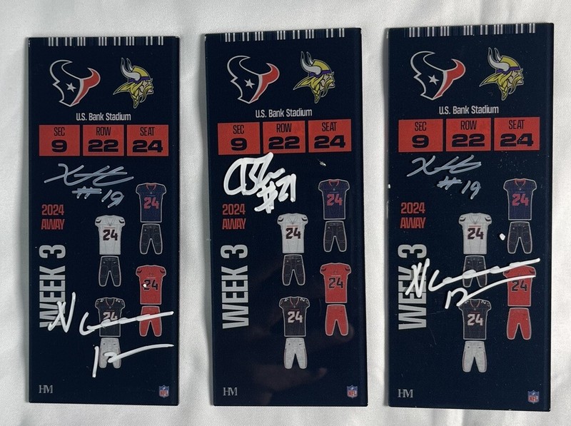 LOT WEEK 3 TEXANS TICKETS (2) Collins/Hutchinson 2/10, 9/10 (R) Bullock 4/10 BGS
