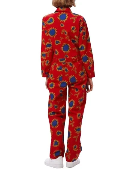 Mono de sarga Obey para mujer rojo cachemir/azul talla L nuevo con etiquetas Shepard Fairey Foto 2 de 4