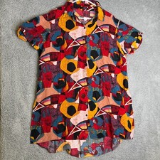 Shein Dress Womens 2XL Curve Colorful Button Up Short Sleeve