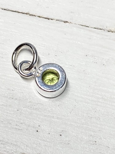 Sterling Silver Peridot Charm August Birthstone 4mm Green Gemstone Pendant - Picture 4 of 8