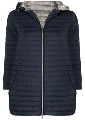 875 New HERNO Reversible Hooded Coat,42/6,Jacket,Blue/Silver,Down