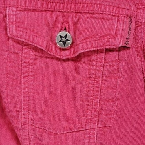 American Girl Rose Pink Button Up Corduroy Star Jacket Size Large - Picture 6 of 8