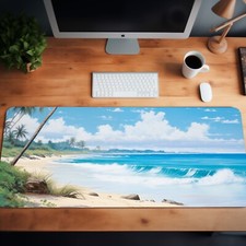 Tropical Mouse Pad, Sunny Beach Mouse Mat Large XL Deskmat, Gaming Mouse Pad