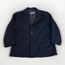 SCHOTT NYC Peacoat Men XL Wool Single Breasted Jacket Black Car Coat Vintage