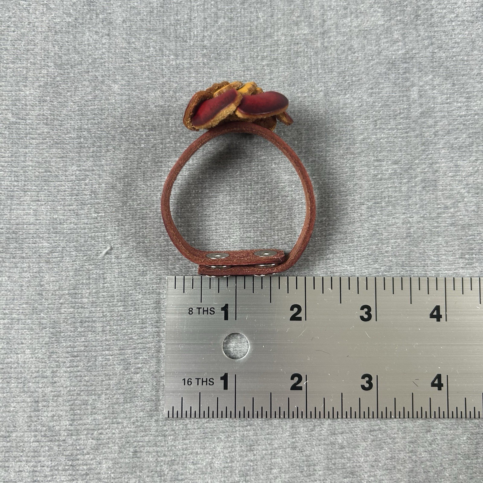 Floral Leather Snap Button Adjustable Bracelet Re… - image 5