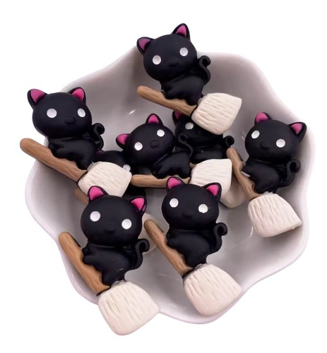 10 Junk Charm Charms Resin Cabochon Halloween Pumpkin Witch Hat Bat Spooky Bats - Picture 5 of 7