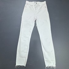 J.Crew 10  High Rise Skinny Jeans Women  s 25 White Raw Hem Stretch Denim Classic