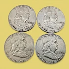 Lot of 4 USA Franklin Half Dollars - 90% Silver 900 49.6g all 1952 American B1