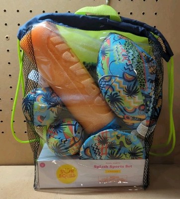 Splash Bombs Pool Party 7pc Sun Squad 4+ Football 2 Balls Carry Case Flings New