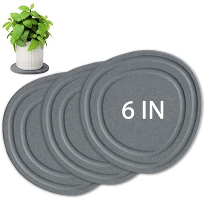 Diatomite Plant Saucers 3-Pack, 6'' Quick Drying Drainage Trays for Pots