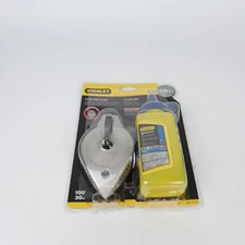 Stanley 100' Die-Cast Chalk Line Reel + 4oz Blue Chalk Set – NOS Sealed