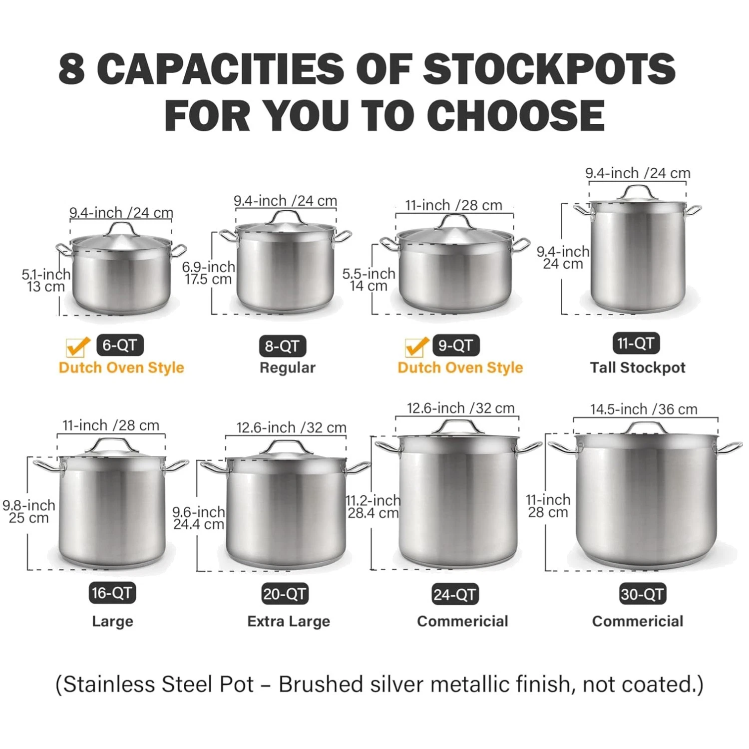 Stainless Steel Stockpot for Induction Stovetops