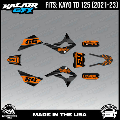Graphics Kit for  Kayo Pit bike TD125 (2021-2023) Pulse Series - Orange Shift