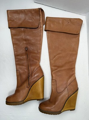 Lauren Ralph Lauren Boots Womens Size Leather Wedge Knee High