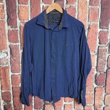 Men s Ted Baker London Long Sleeve Button Up Shirt Size 6 Navy Blue