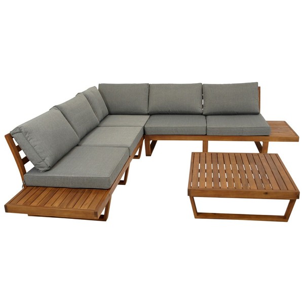 Lounge Set Holz Outdoor GartenmöBel Garten Ecksofa Tisch Sitzgruppe Akazie-image