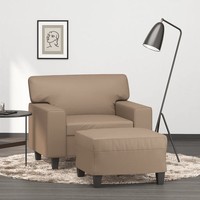 Sessel Mit Hocker Kunstleder Cappuccino Braun SitzhöHe 60 Cm
