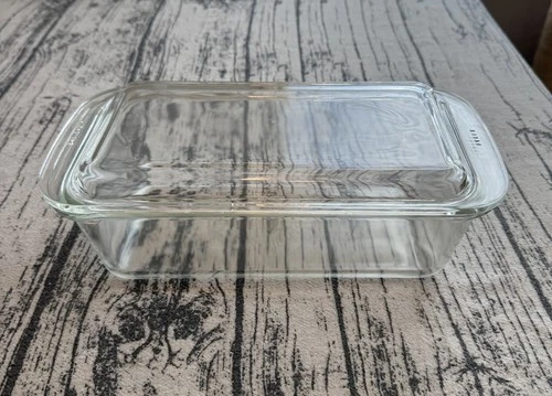 Vintage PYREX #215 Clear Glass Loaf Pan with Lid