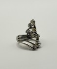 Silver Tone Rhinestone Swirl Cocktail Ring | Diamante Statement Jewellery Size 5